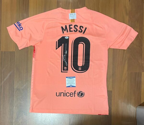 Lionel messi signed barcelona 2018-2019 3rds jersey