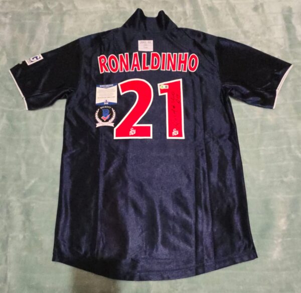RONALDINHO SIGNED PARIS SAINT GERMAIN 2001-2002 JERSEY BECKETT COA - Image 3
