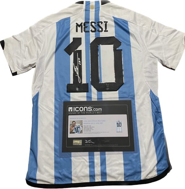 LIONEL MESSI SIGNED ARGENTINA 2022-2023 JERSEY ICONS COA - Image 4
